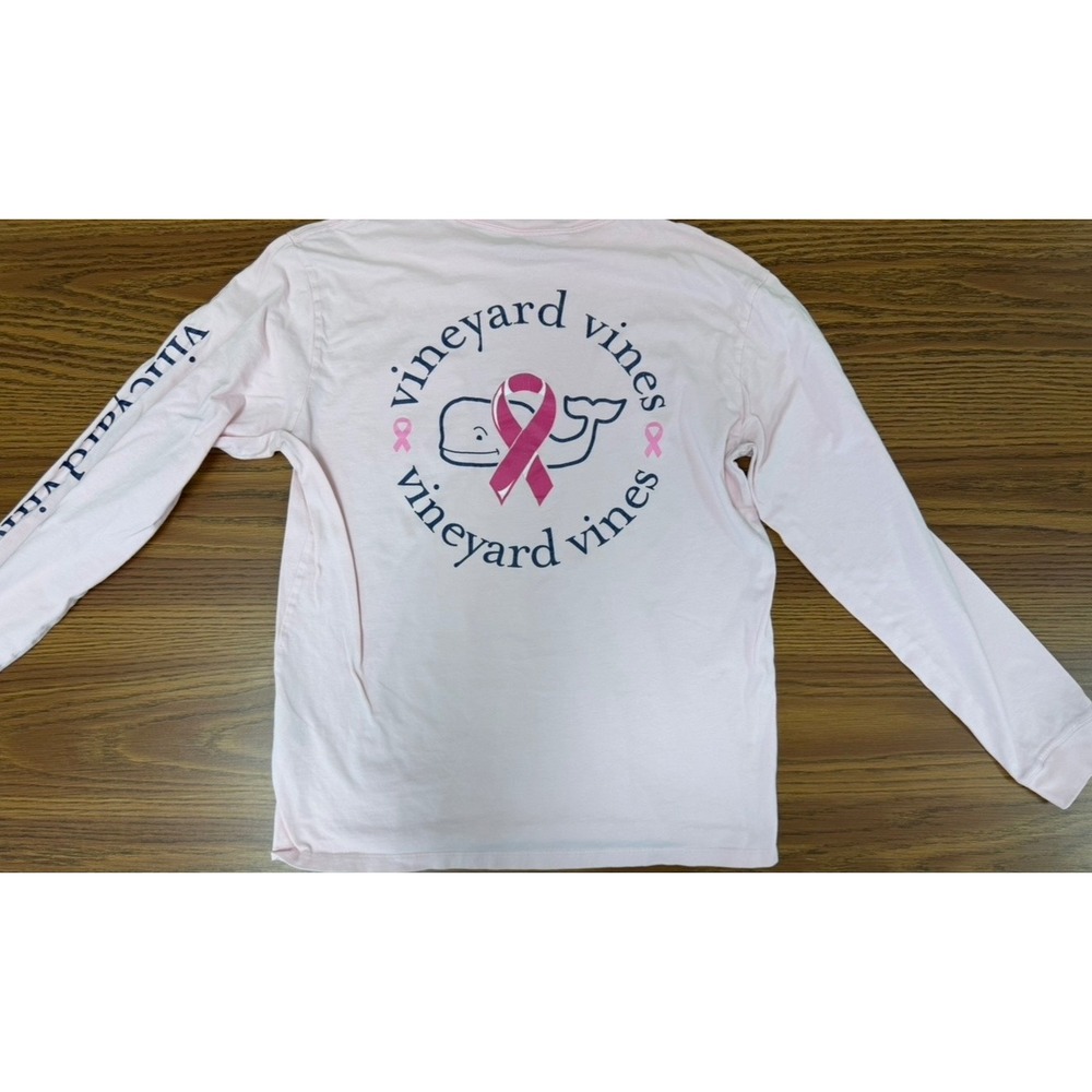 Vineyard Vines Small Men's Pink Breast Cancer Awareness Whale Long Sleeve shirt